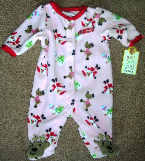 (image for) Carter's Just One You Baby 1st Christmas Sleep and Play Girls NB - Click Image to Close